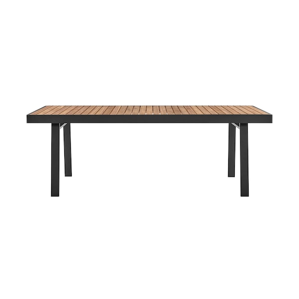 Armen Living Nofi Outdoor Patio Dining Table in Charcoal Finish with Teak Wood Top LCNODIGR - main